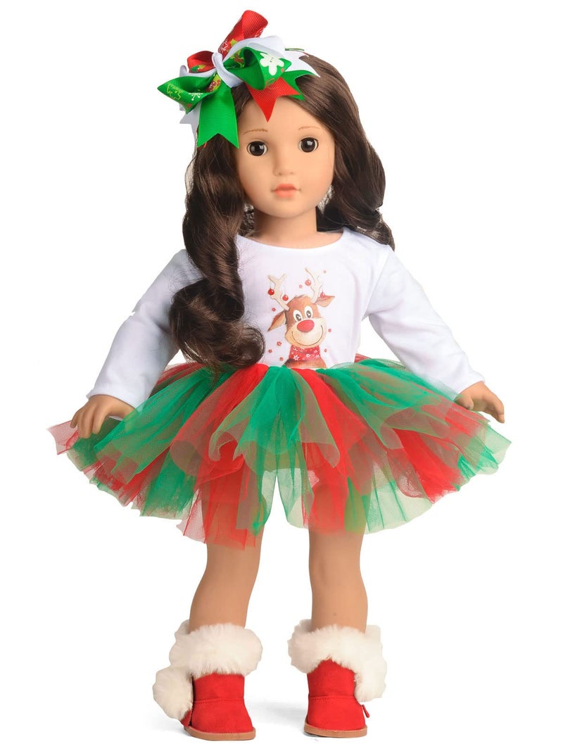 Sweet Dolly 18 Inches Doll Clothes Christmas Deer Tutu Dress Fits 18 Inch Dolls - Image 1